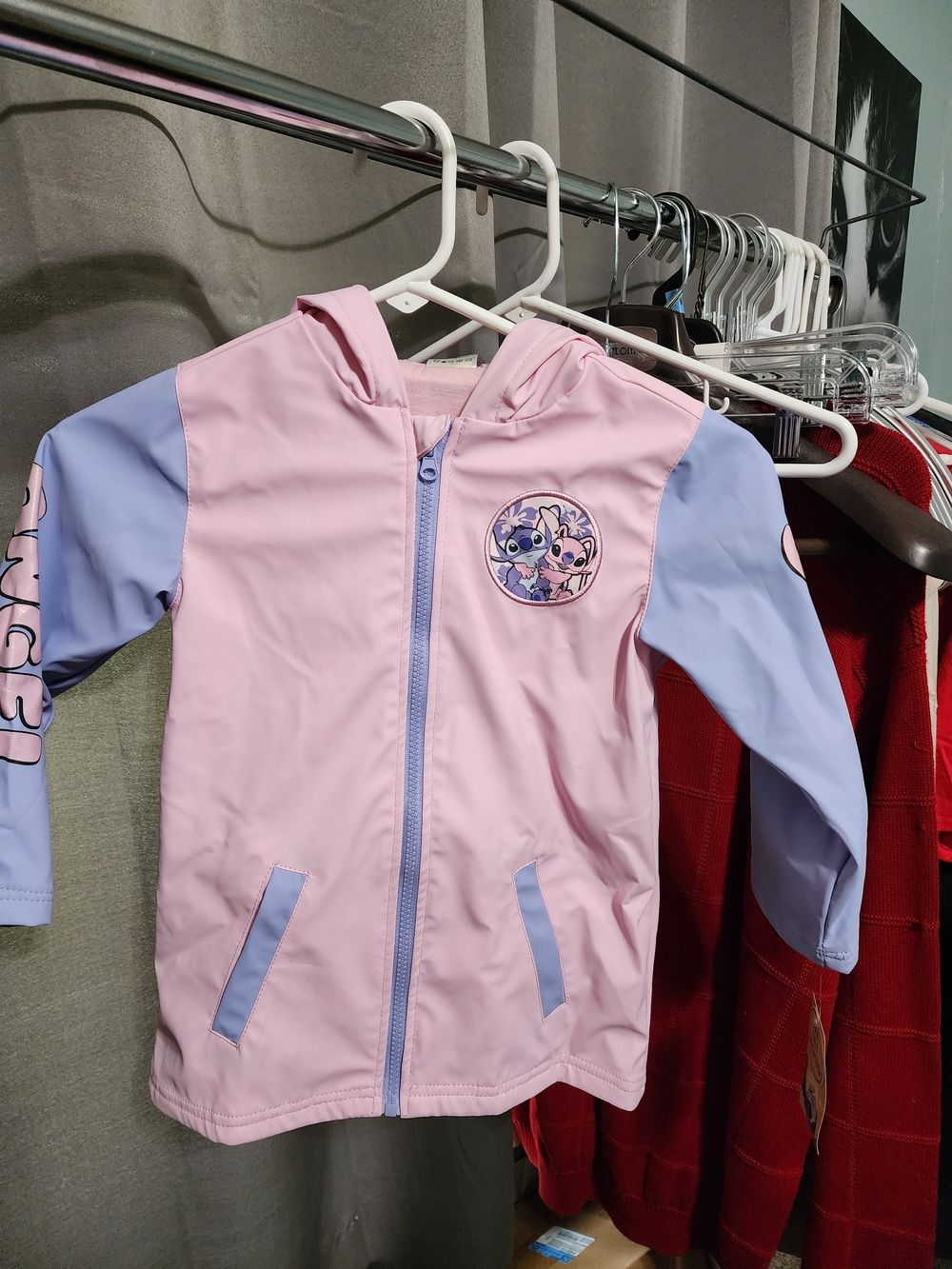 Disney Pink and Lavender Hooded Rain Jacket with Character Patch